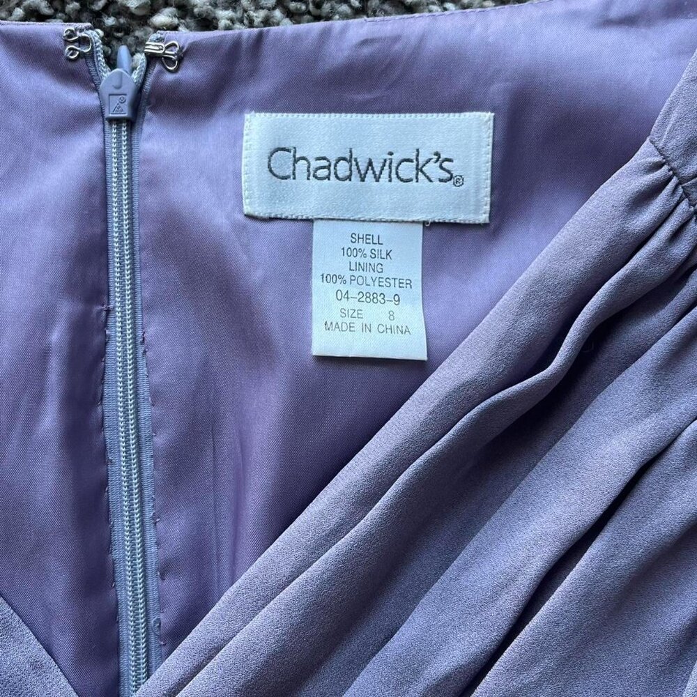 Vintage Lavender Purple Chadwicks 100% Silk 8 Maxi Prom Dress Eveningwear Formal - Picture 3 of 8